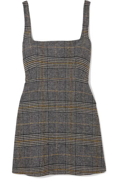 Yellow Check Cut-out Dress In Gray ...